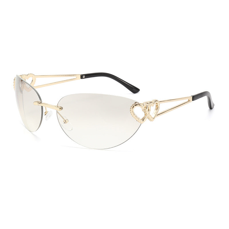 Stylish Oval Metal Sunglasses with Heart Design– Fashion Sunglasses CR109