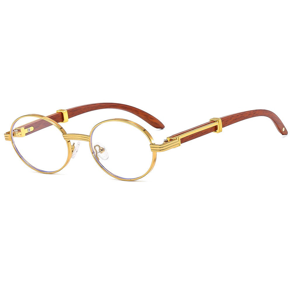 Classic Metal Optical Frames with Wooden Temples-CR210