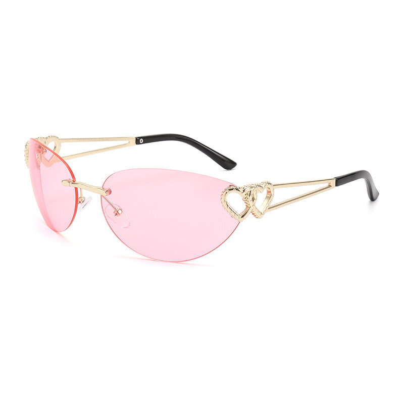 Stylish Oval Metal Sunglasses with Heart Design– Fashion Sunglasses CR109
