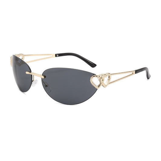 Stylish Oval Metal Sunglasses with Heart Design– Fashion Sunglasses CR109