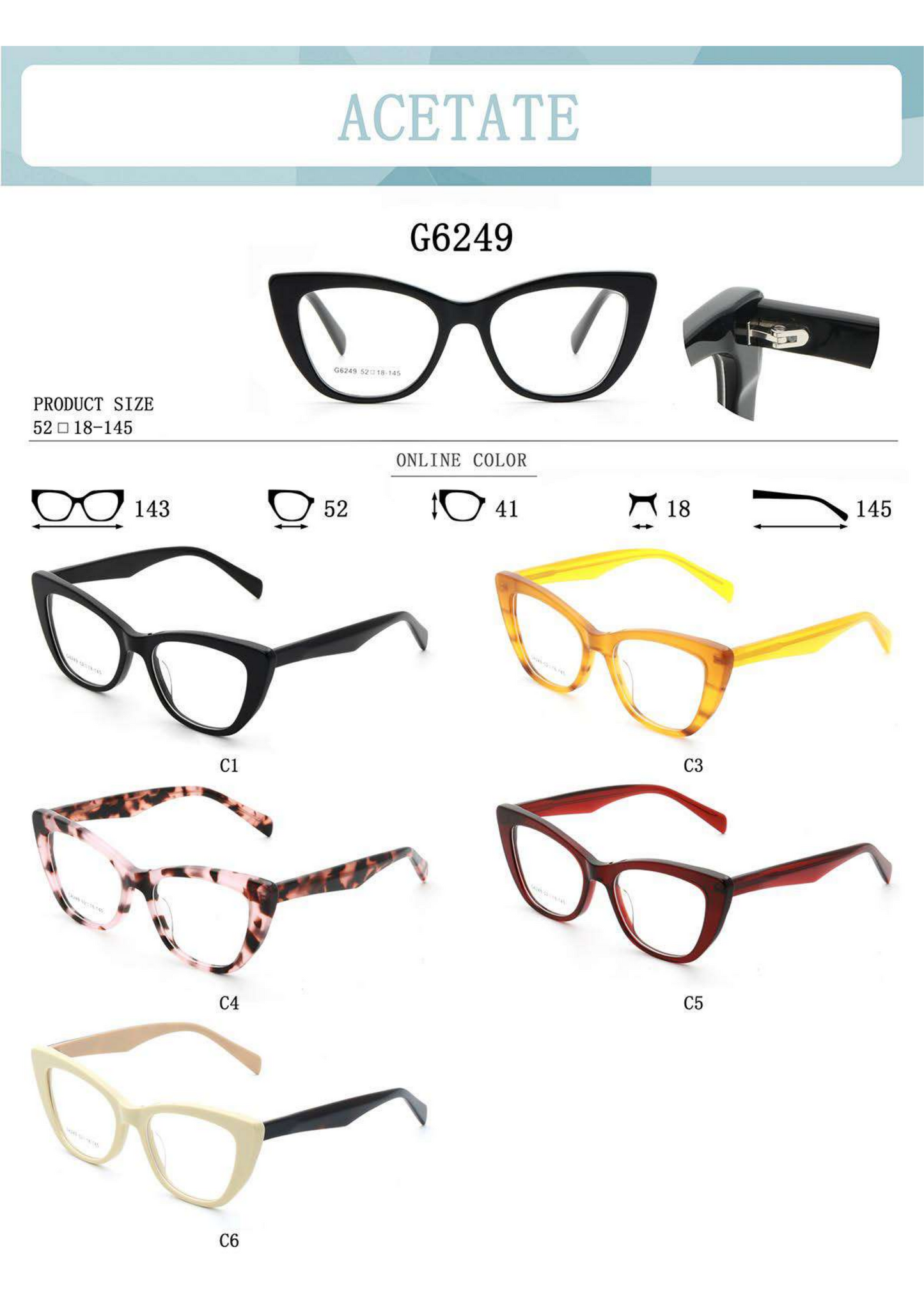 Premium Cat Eye Acetate Optical Frame –G6249