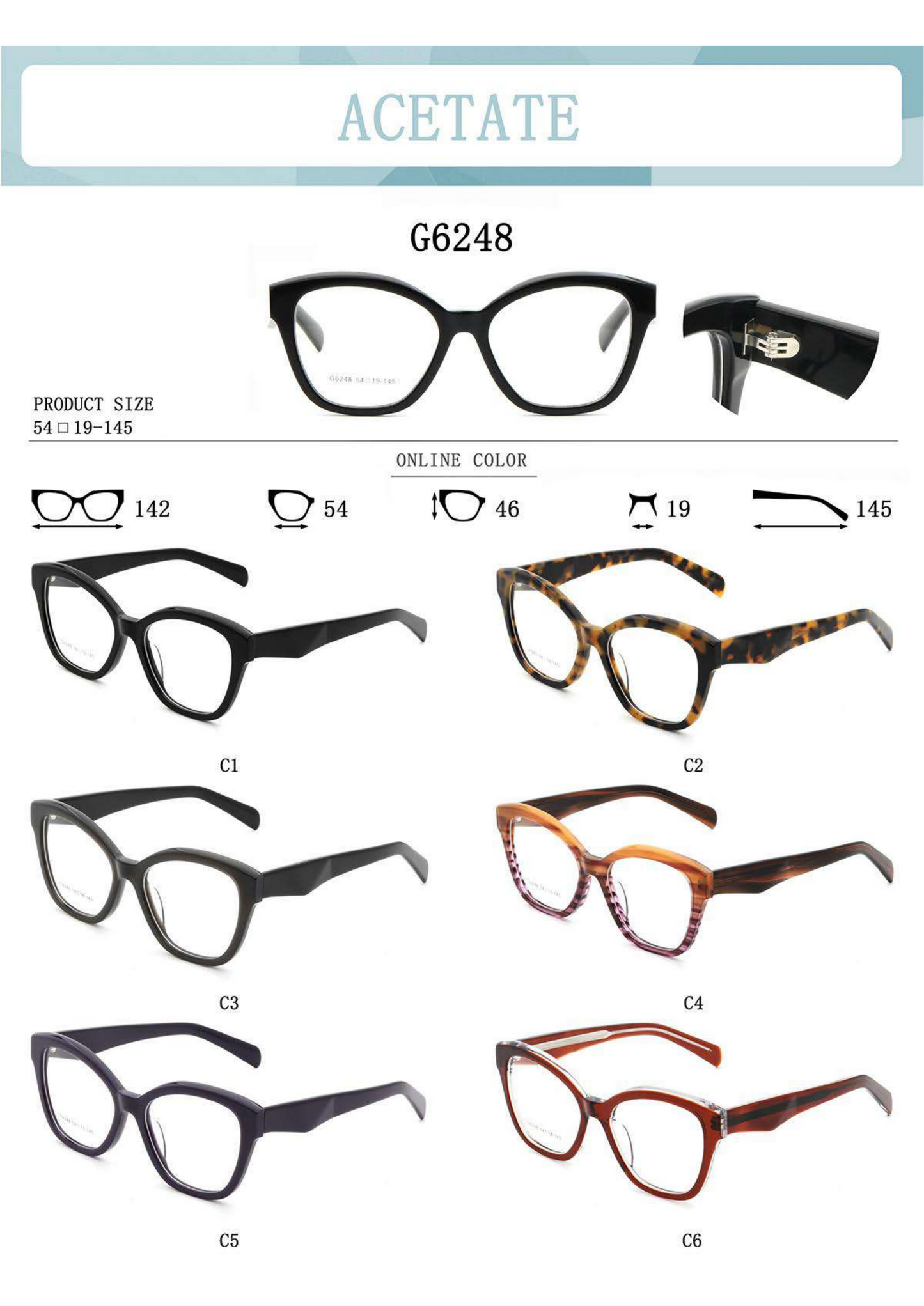 Premium Cat Eye Acetate Optical Frame – G6248