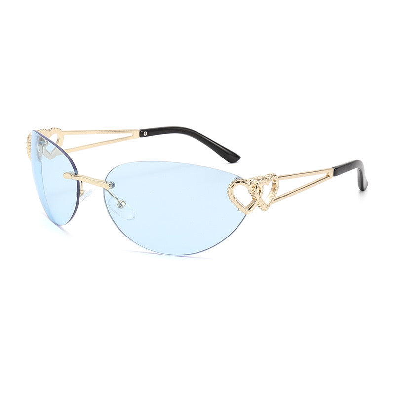 Stylish Oval Metal Sunglasses with Heart Design– Fashion Sunglasses CR109