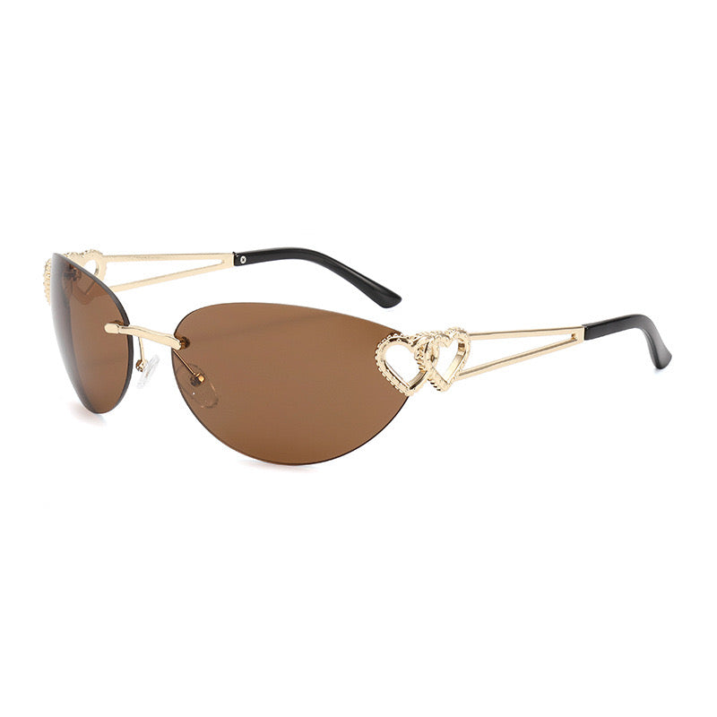 Stylish Oval Metal Sunglasses with Heart Design– Fashion Sunglasses CR109