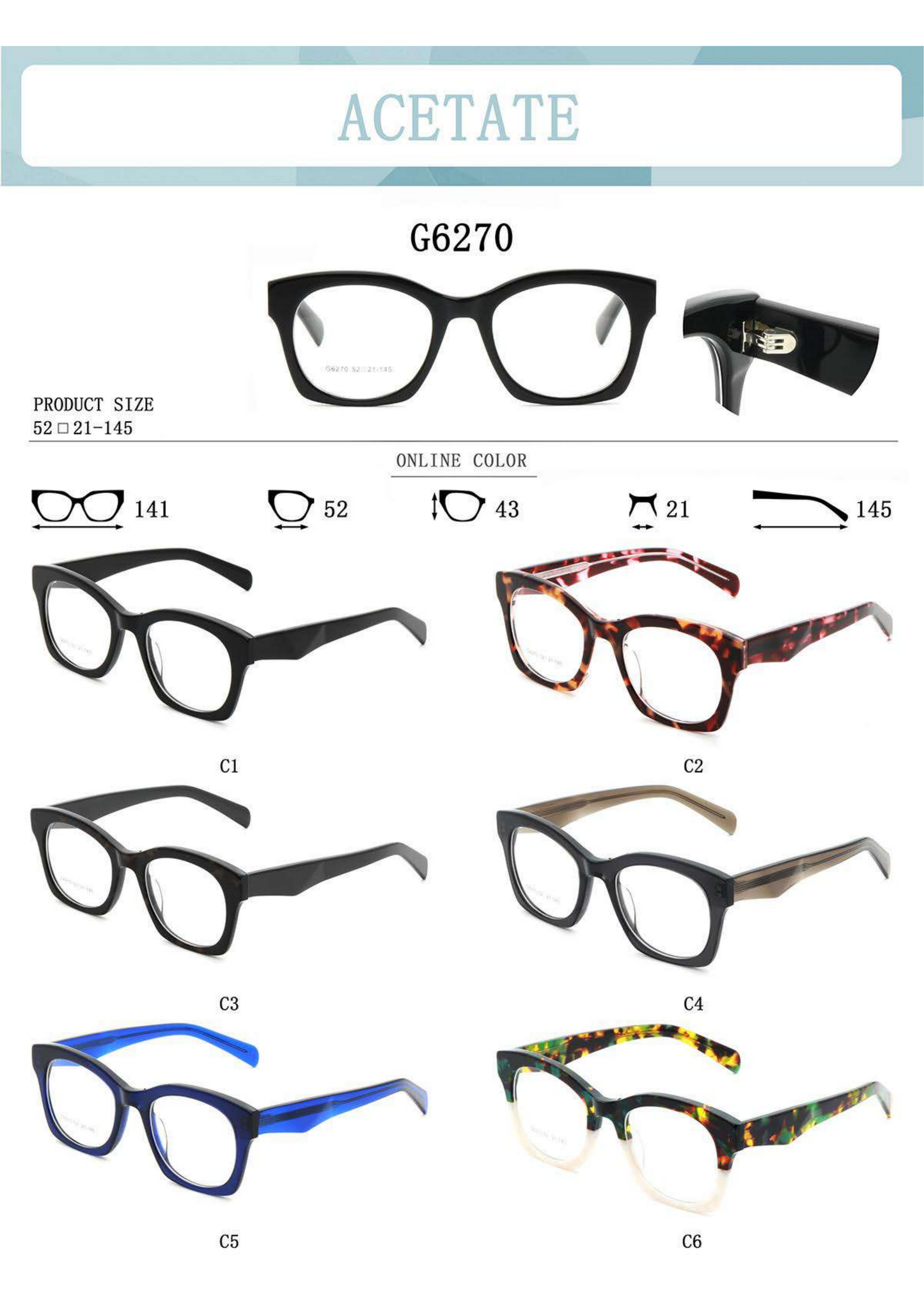 Premium Square Acetate Optical Frame – G6270