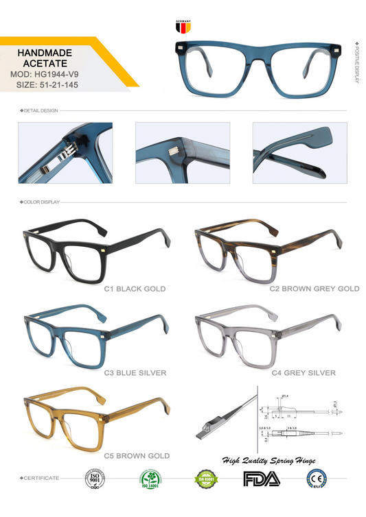 Premium Square Acetate Optical Frame – HG1944-V9