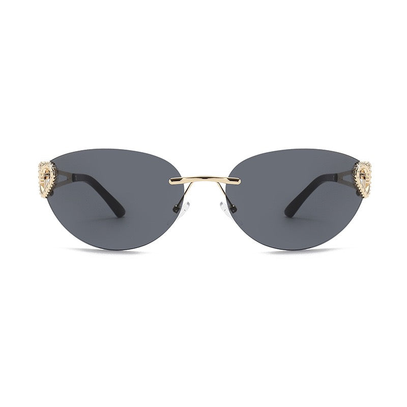 Stylish Oval Metal Sunglasses with Heart Design– Fashion Sunglasses CR109