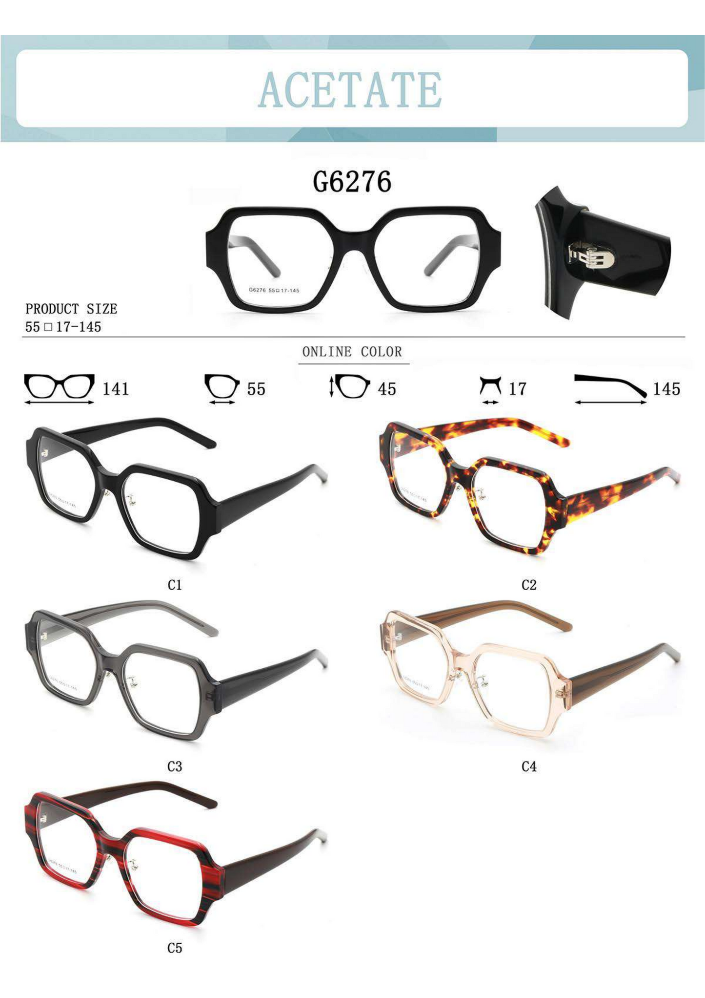 Premium Square Acetate Optical Frame – G6276