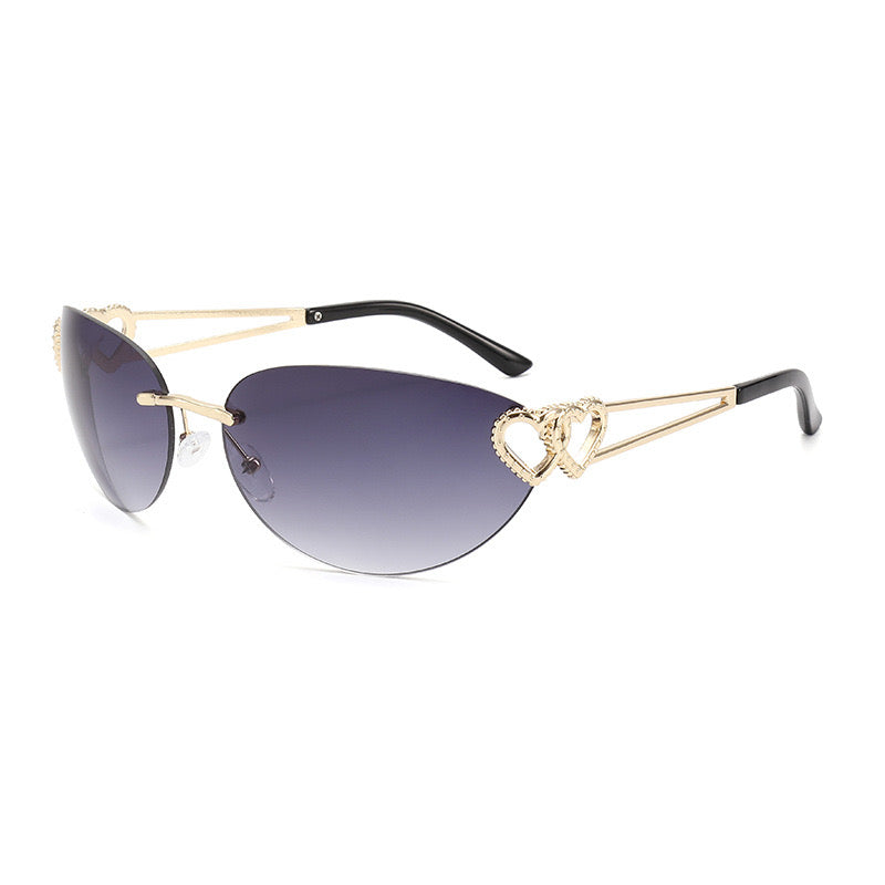 Stylish Oval Metal Sunglasses with Heart Design– Fashion Sunglasses CR109